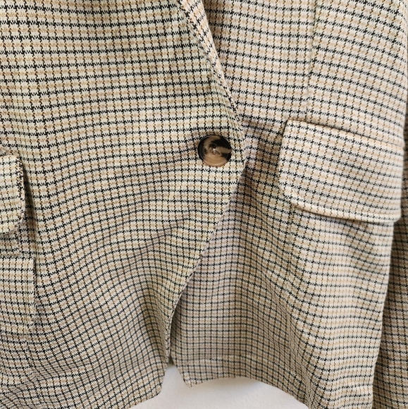 Maeve Anthropologie Women's Collegiate Knit Blazer Brown Tan Plaid XL NWT - Picture 7 of 12